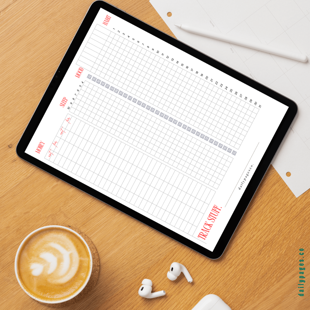 Track your Habits, Money,Sleep, Mood for iPad & Print (Instant Download)