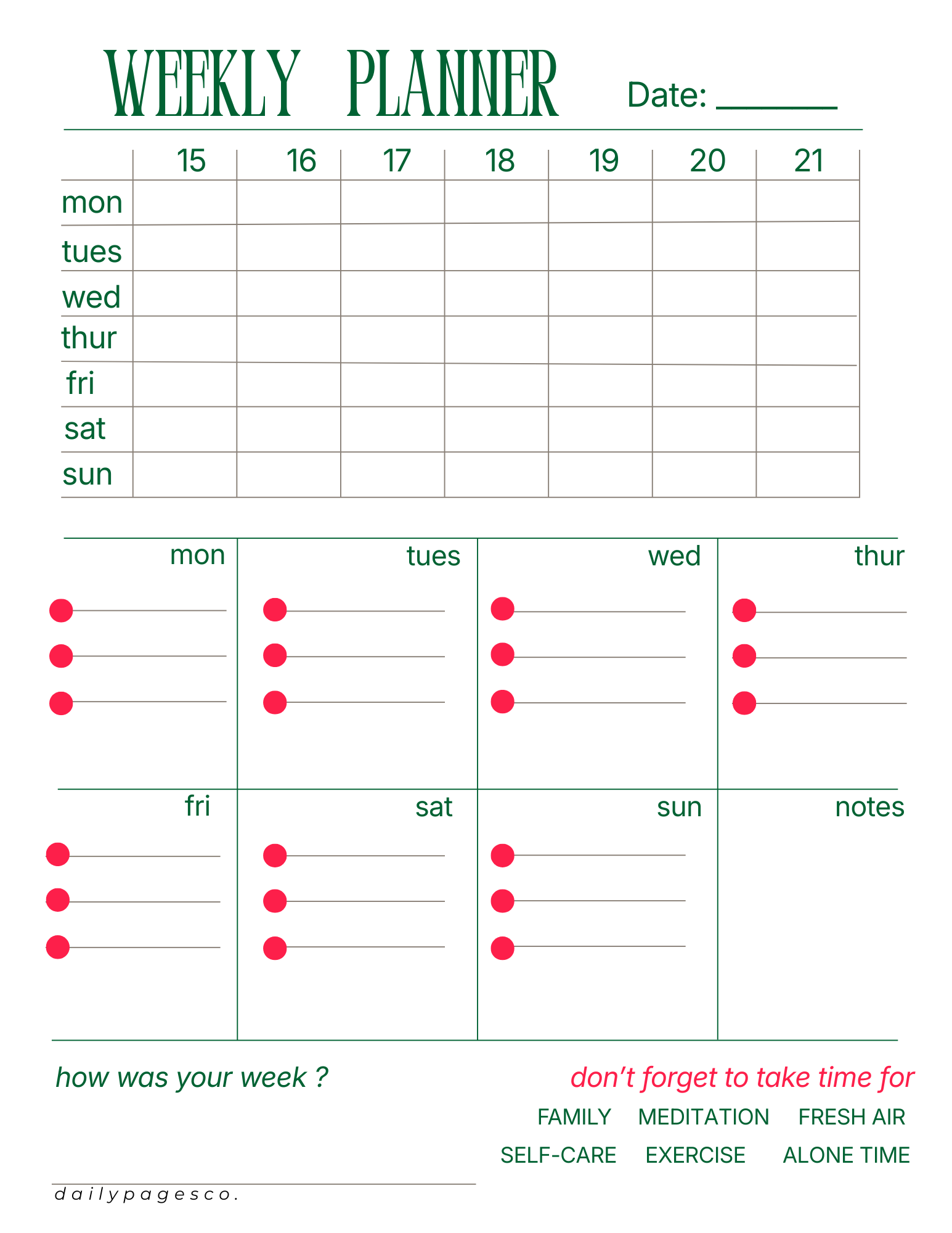 Weekly Planner Printable – 31 Day Minimal Digital Planner for iPad & Print (Instant Download)